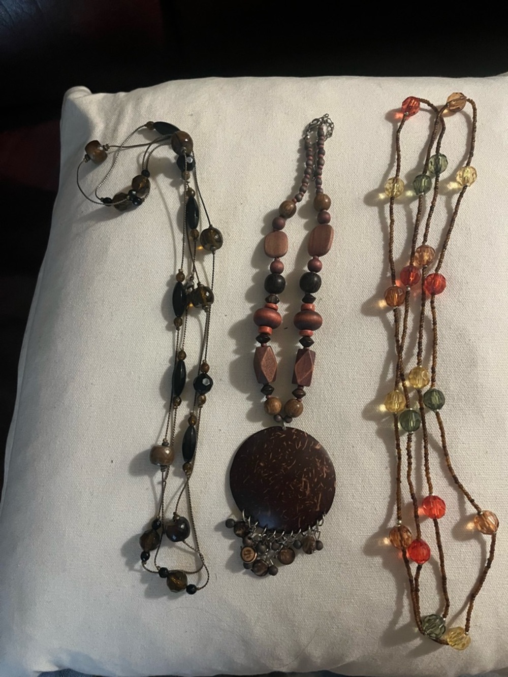 Handcrafted Brown Multi-Bead Pendant Necklace - Brand Unbranded